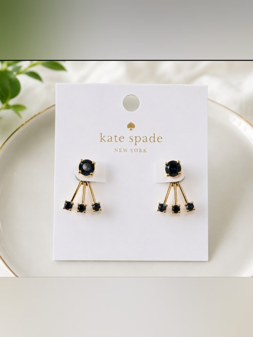 ✨ Kate Spade Deep Blue Crystal Ear Jacket Earrings ✨